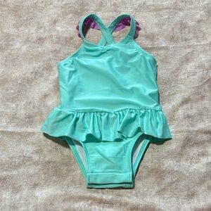 Cat & Jack Aqua Ruffle One Piece Swimsuit